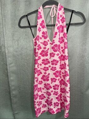 Forever 21 Pink Floral Halter Mini Dress
